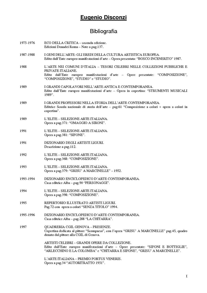 Eugenio Disconzi bibliografia