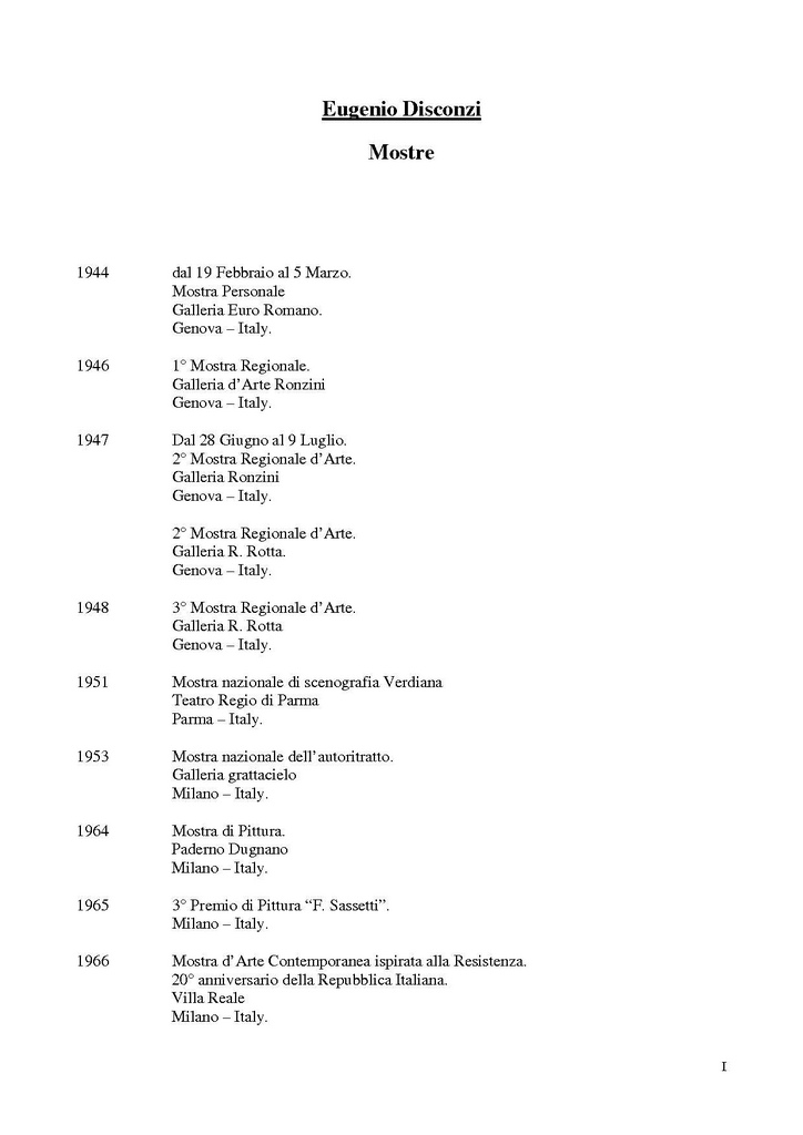 Eugenio Disconzi mostre